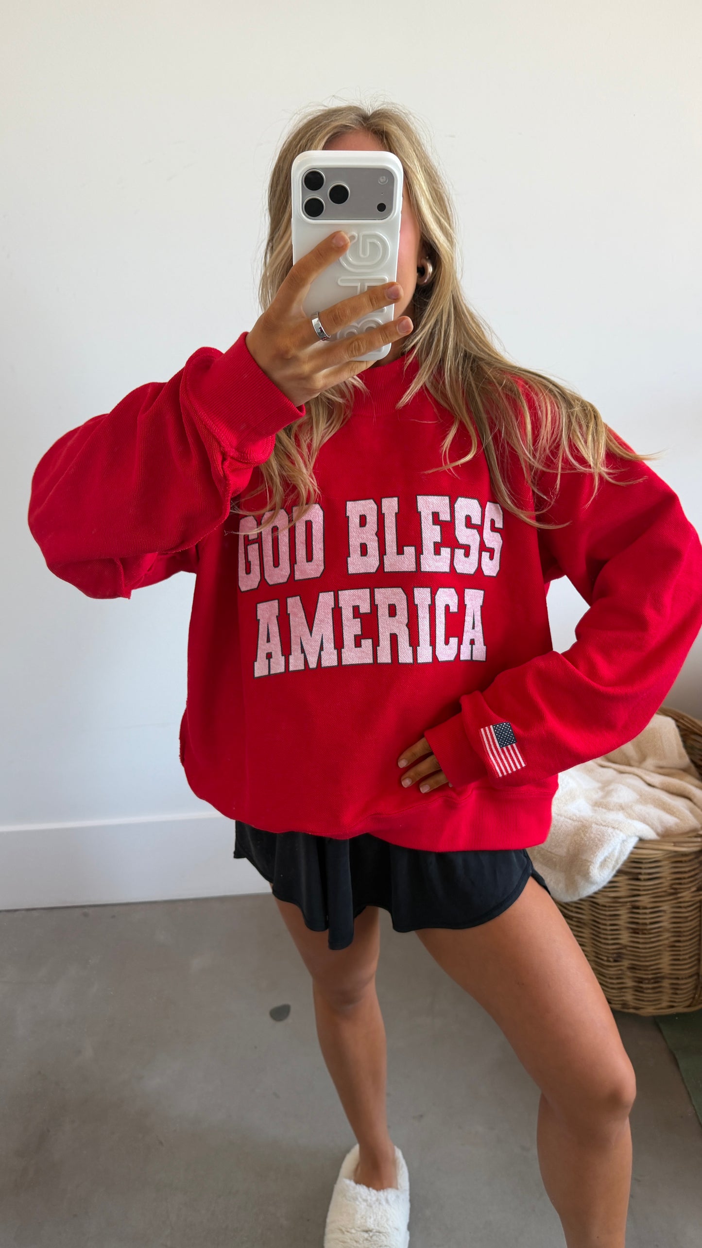 Reversible American Flag / God Bless America Mockneck