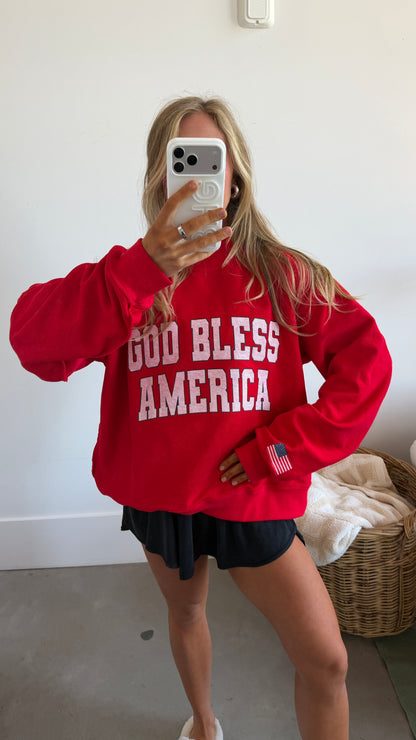 Reversible American Flag / God Bless America Mockneck