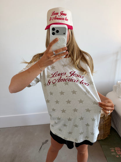 Loves Jesus & America Too Jersey Tee