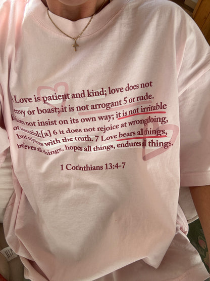 Love is Patient and Kind Bible Verse Cotton Collective Doodle Tee