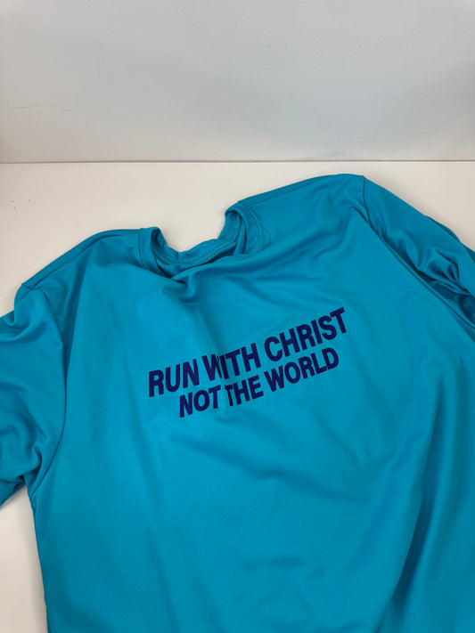 OOPS! Run With Christ Performance Tee - Medium (TEAL)