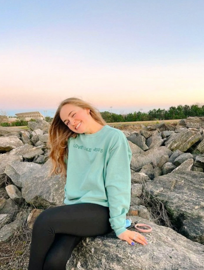 Love Like Jesus Comfort Colors Pullover - Seafoam