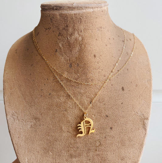 Old English Initial Letter Necklace