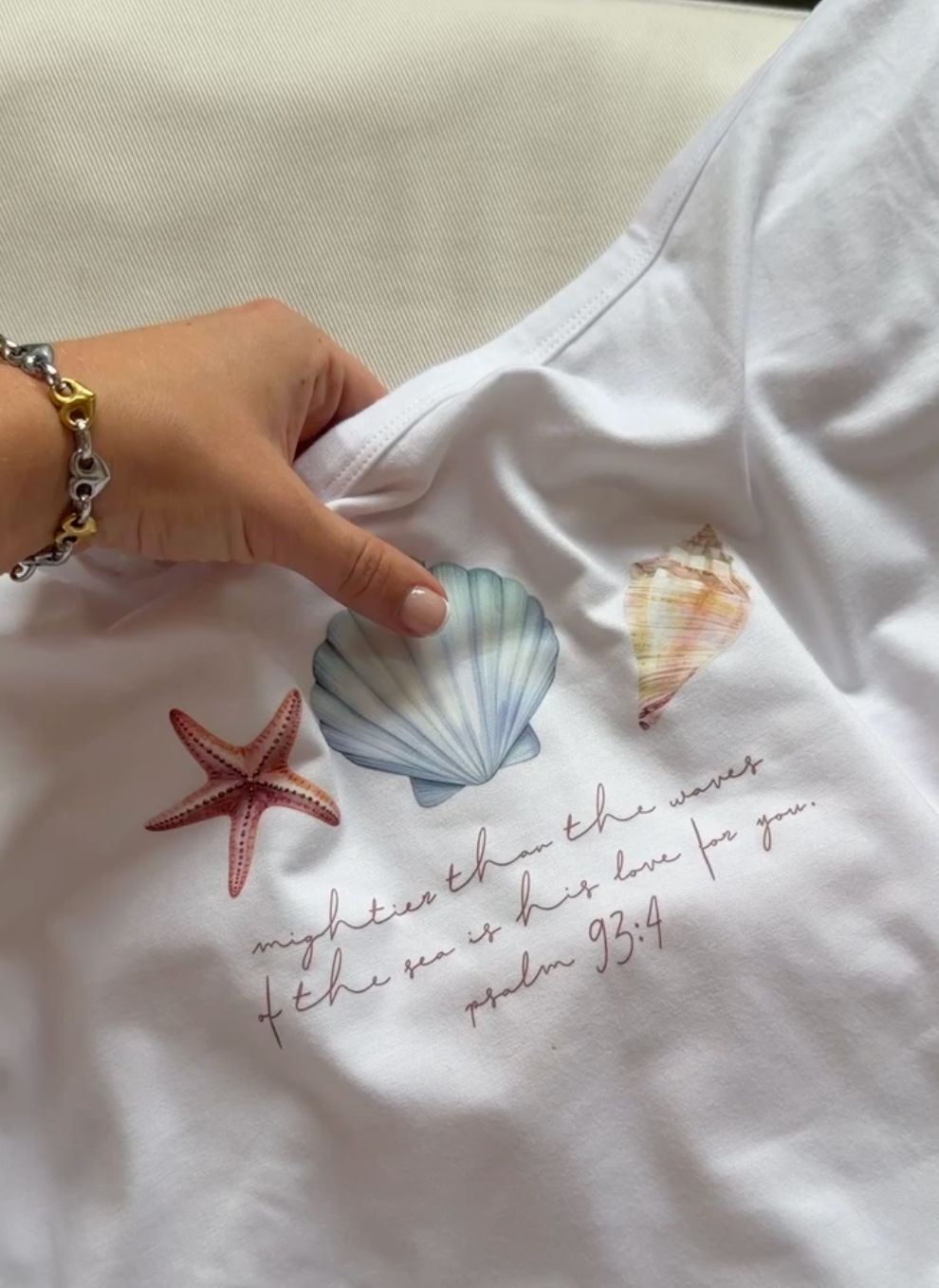 Off-The-Shoulder Psalm 93:4 Shell Tee