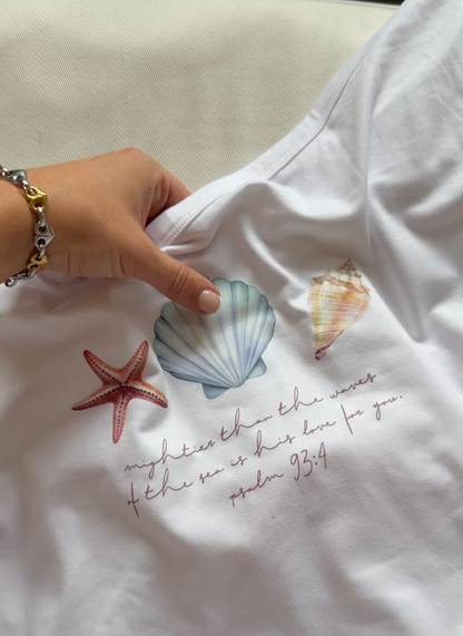Off-The-Shoulder Psalm 93:4 Shell Tee