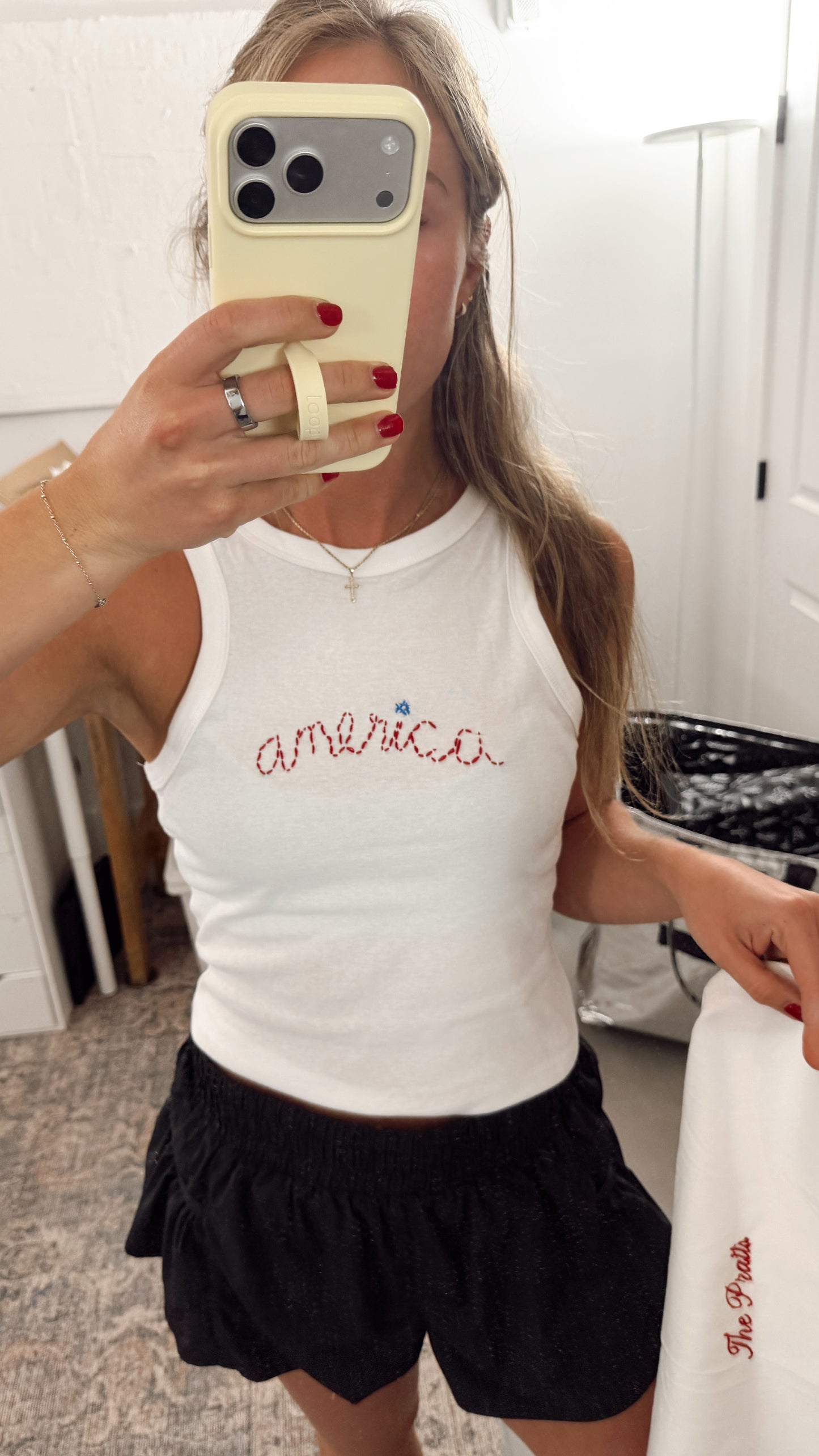 Hand-Embroidered America Racerback Tank