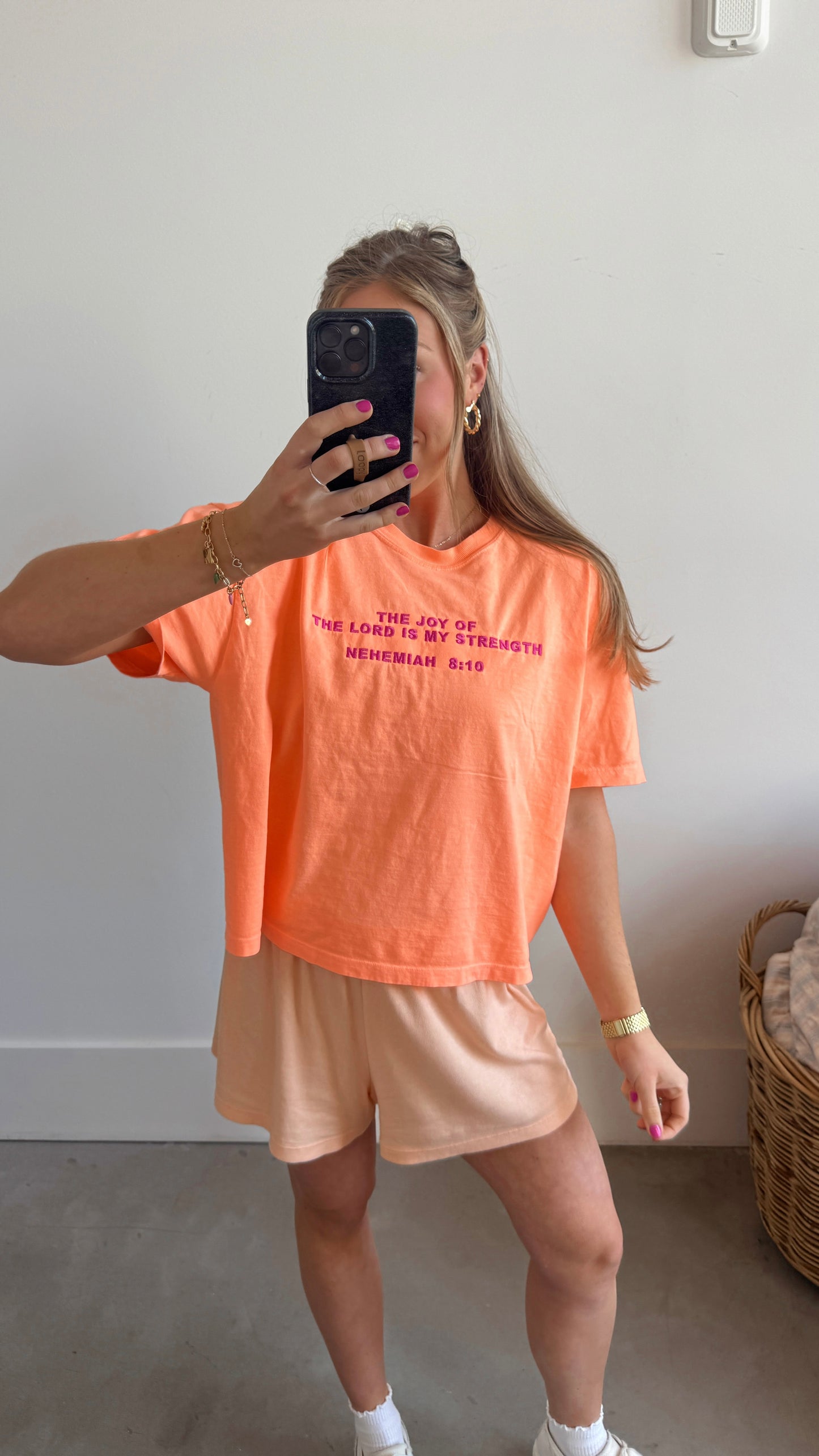 Nehemiah 8:10 Embroidered Boxy Tee