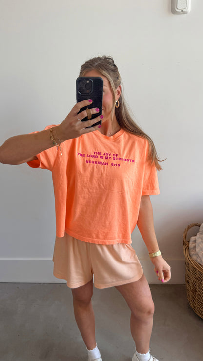 Nehemiah 8:10 Embroidered Boxy Tee