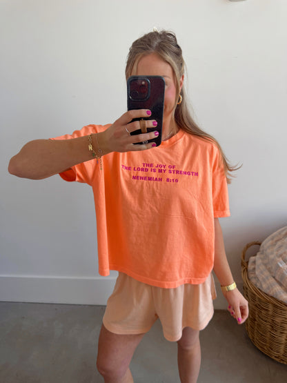 Nehemiah 8:10 Embroidered Boxy Tee