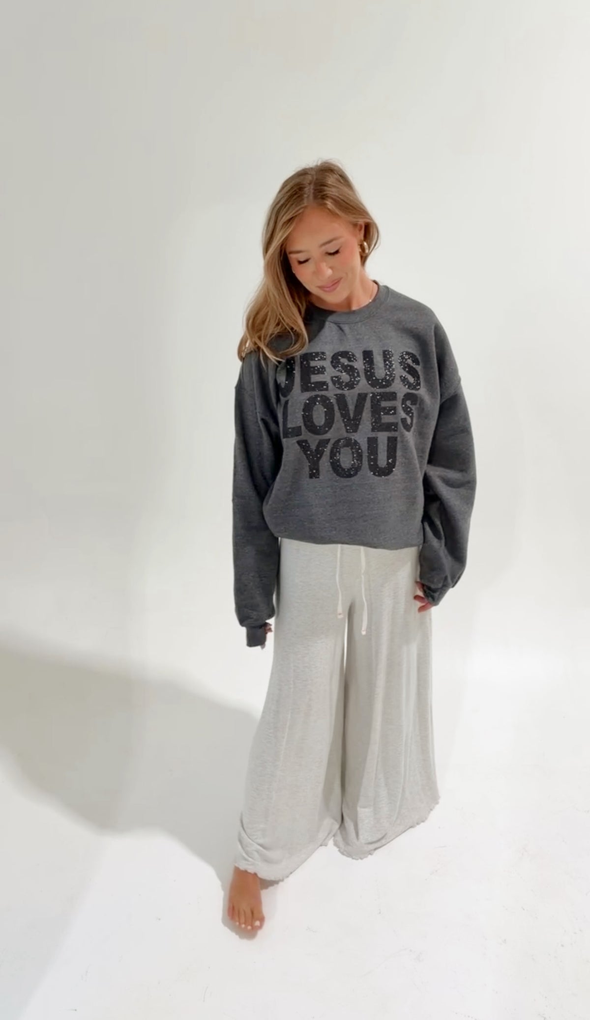 Heather Charcoal Glitter JLY Pullover