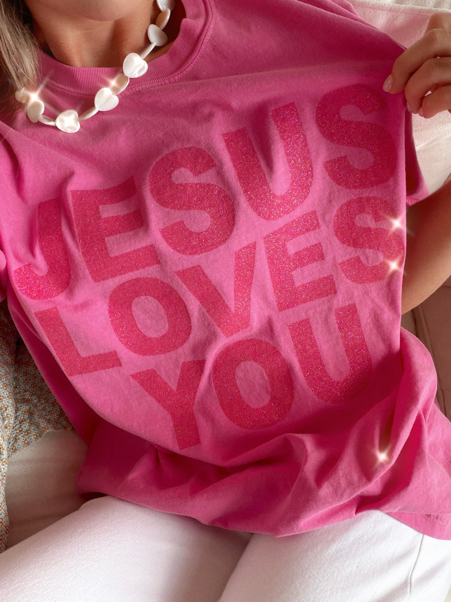 Glitter Jesus Loves You Tee