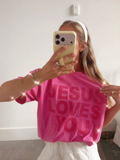 Glitter Jesus Loves You Tee