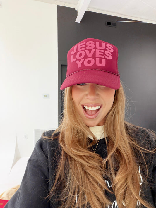 Dark Cherry JLY Velvet Trucker Hat