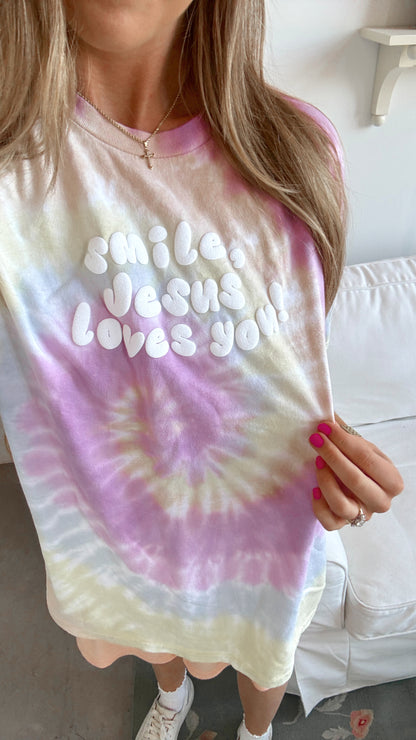 Smile Jesus Loves You Tie Dye Tee - Limited Edition