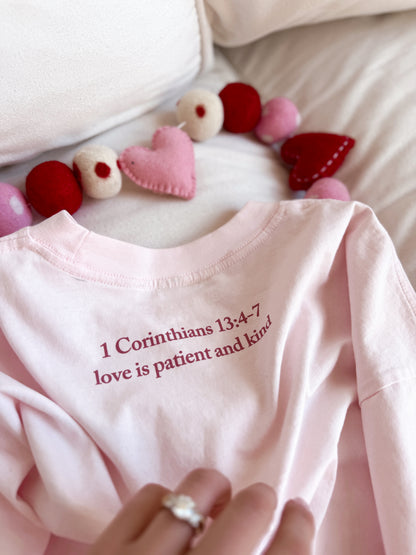 Love is Patient and Kind Bible Verse Cotton Collective Doodle Tee