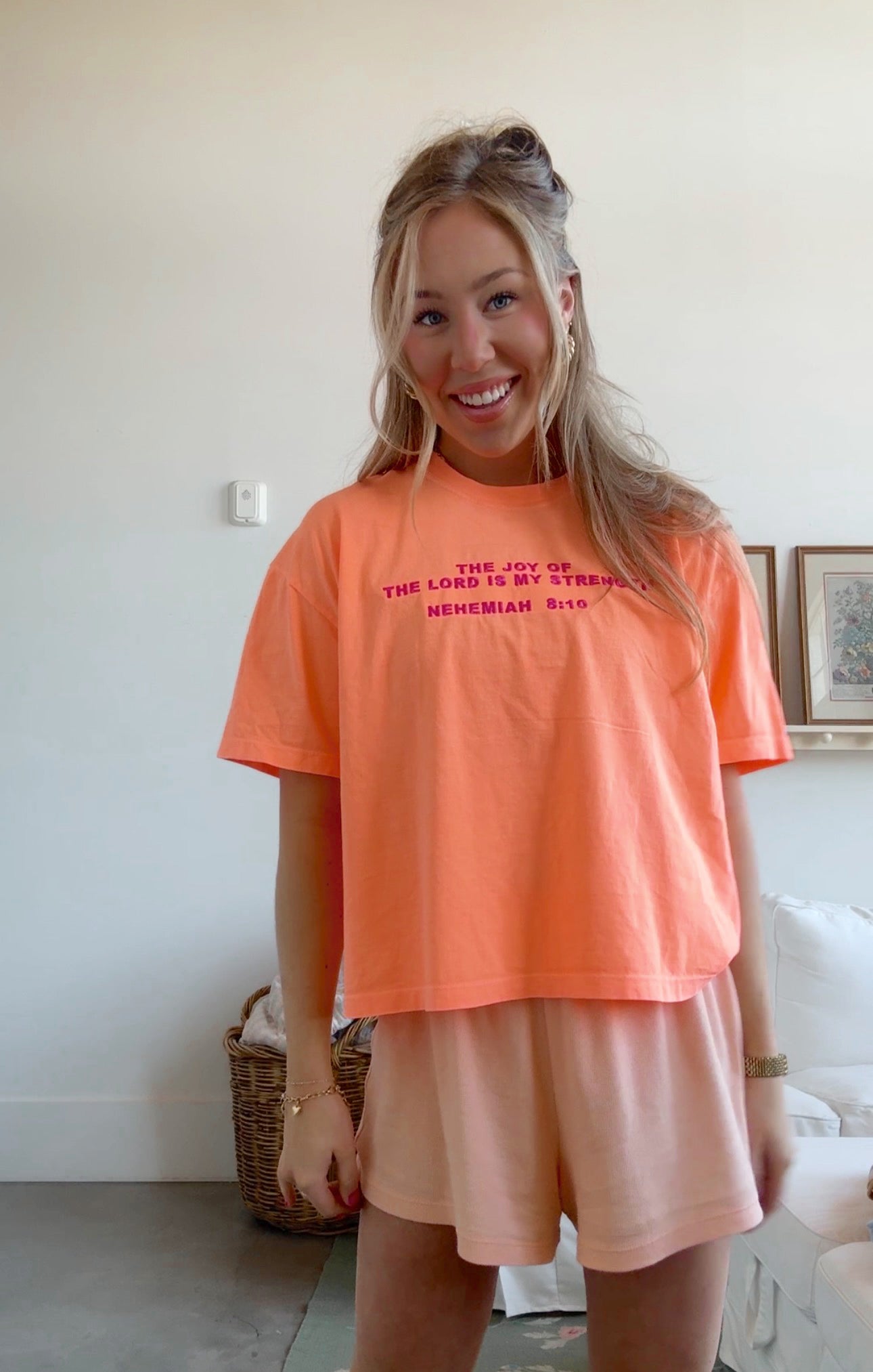 Nehemiah 8:10 Embroidered Boxy Tee