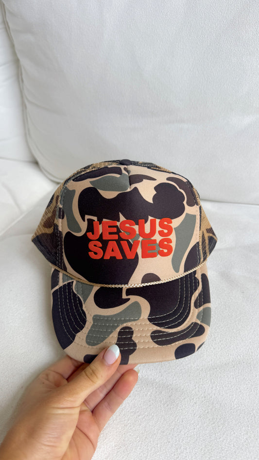 Jesus Saves Duck Camo Trucker Hat