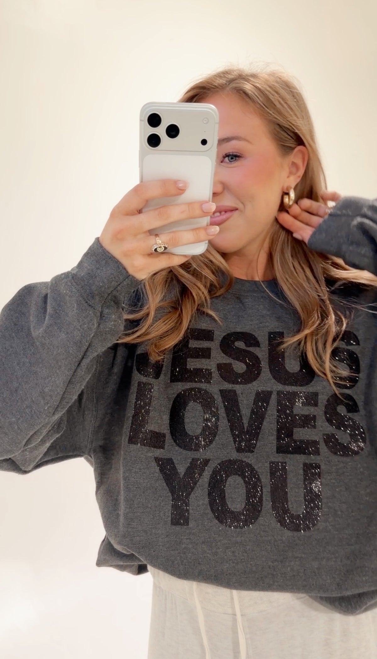 Heather Charcoal Glitter JLY Pullover