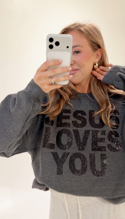 Heather Charcoal Glitter JLY Pullover