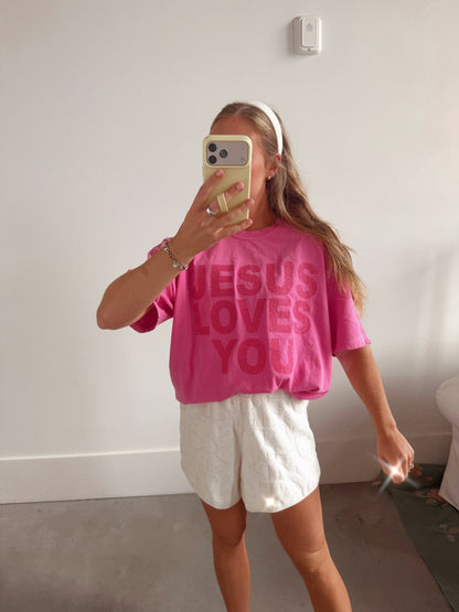 Glitter Jesus Loves You Tee