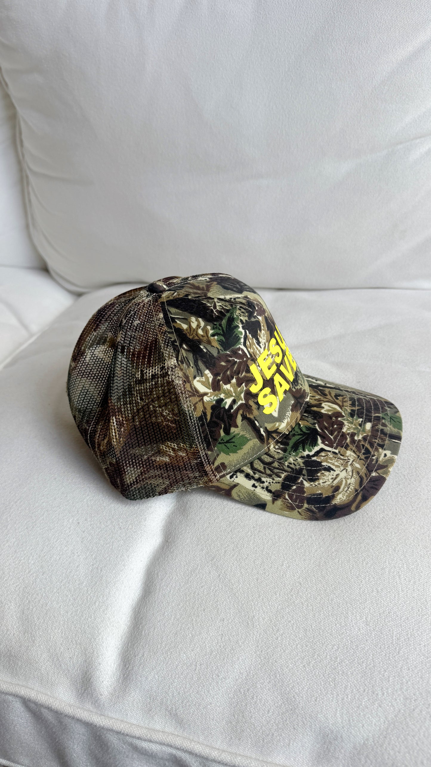 Jesus Saves Vintage Camo Trucker Hat