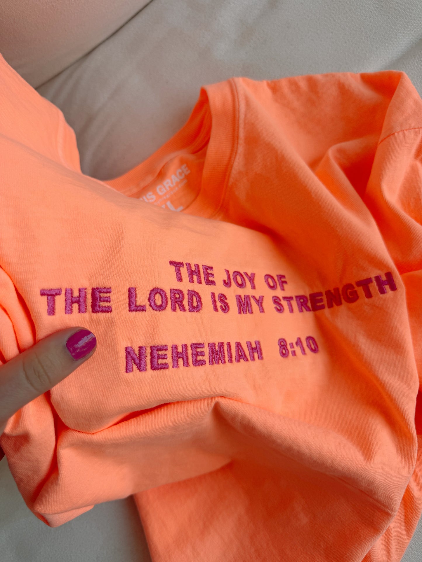 Nehemiah 8:10 Embroidered Boxy Tee