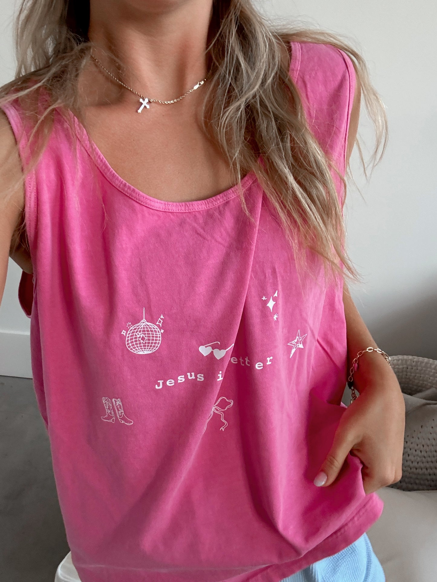 Jesus is Better Comfort Colors Tank - Crunchberry Pink