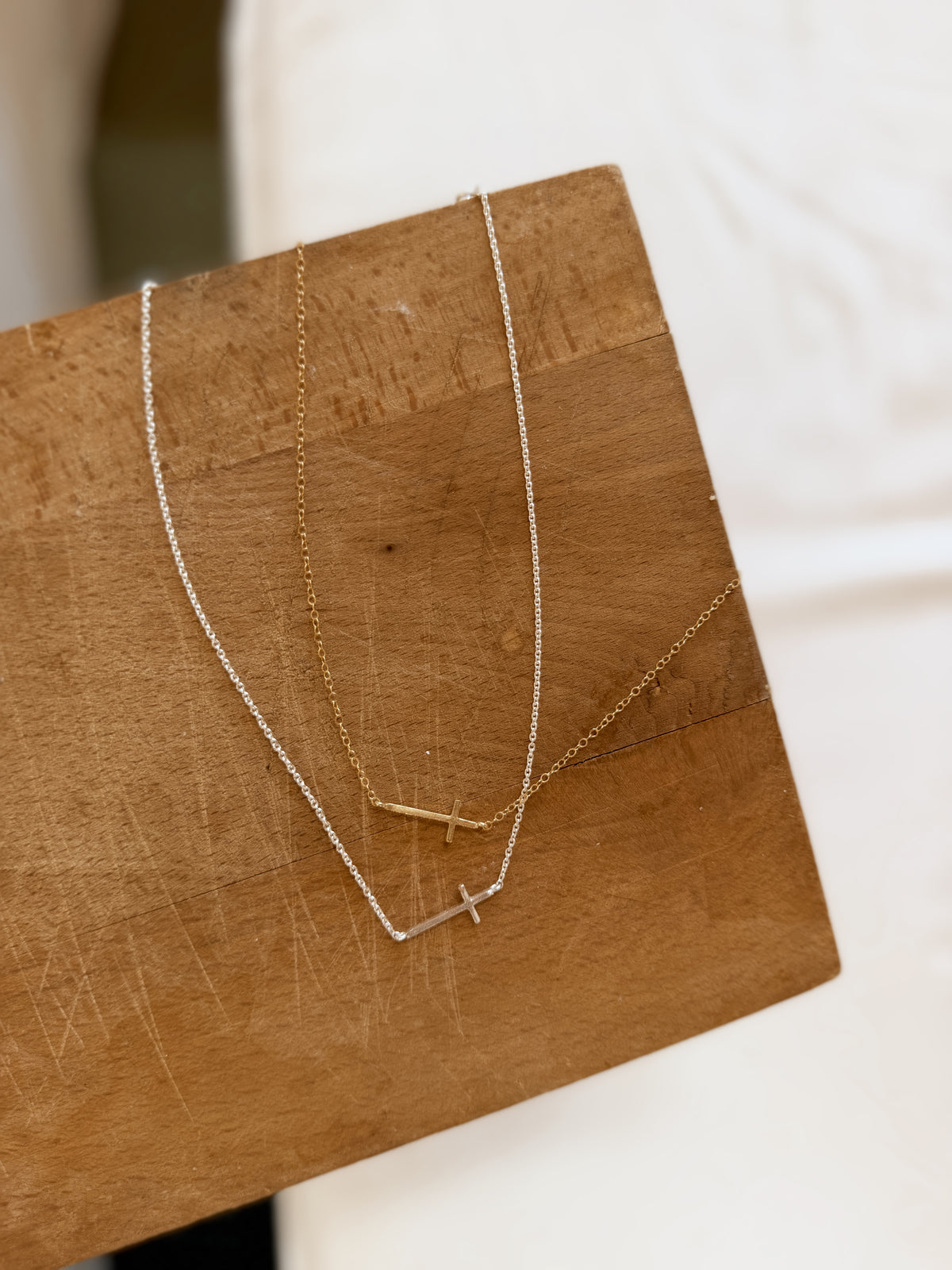Dainty Sideways Cross Necklace