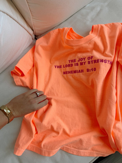 Nehemiah 8:10 Embroidered Boxy Tee