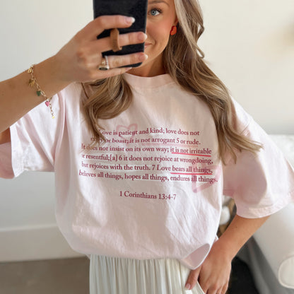 Love is Patient and Kind Bible Verse Cotton Collective Doodle Tee