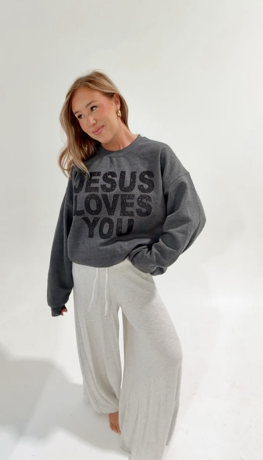 Heather Charcoal Glitter JLY Pullover