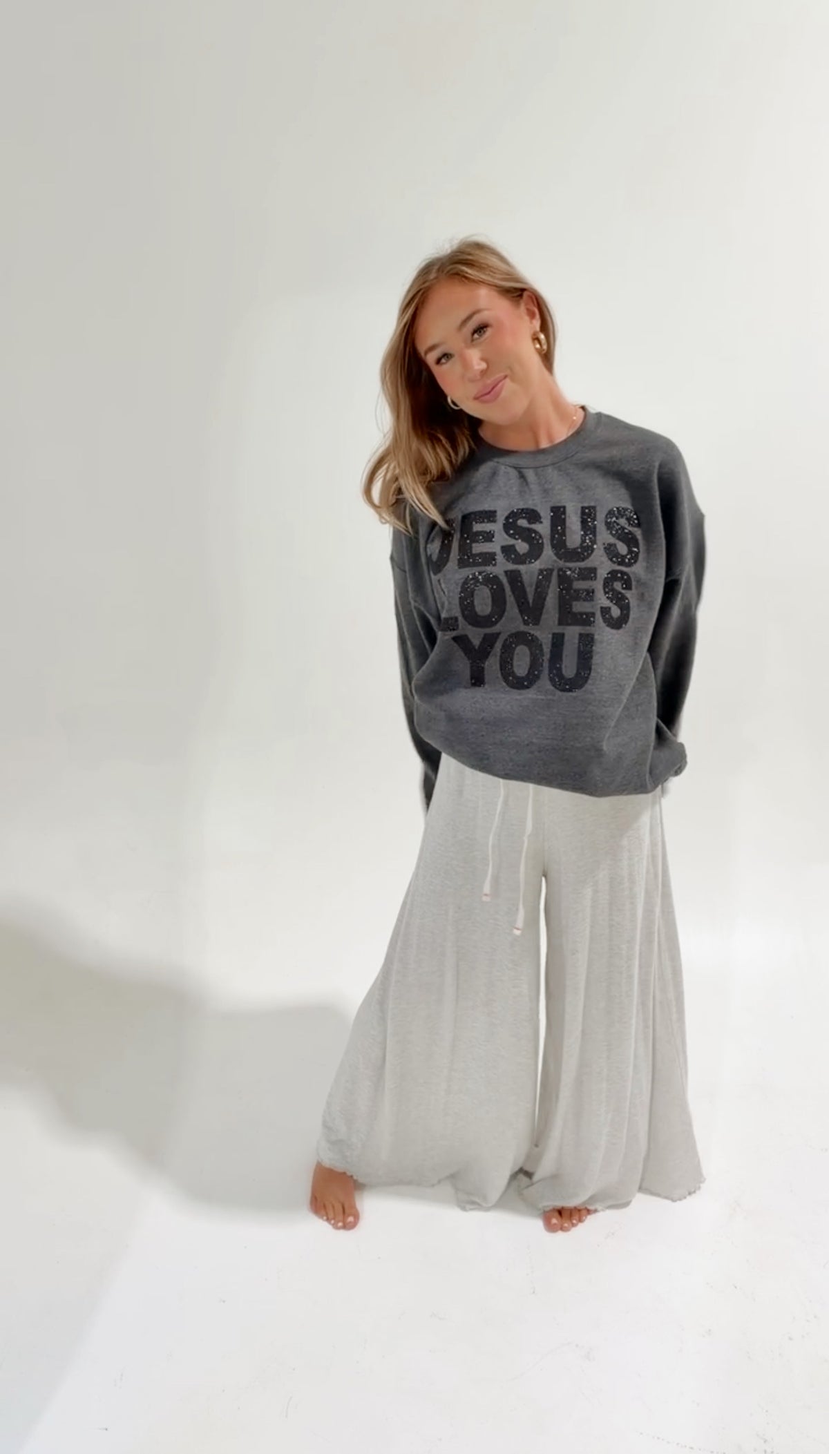 Heather Charcoal Glitter JLY Pullover