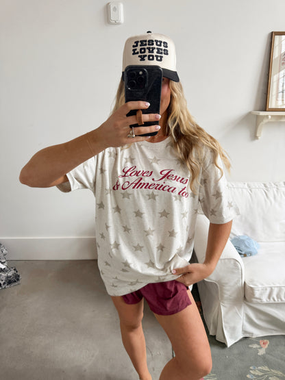 Loves Jesus & America Too Jersey Tee