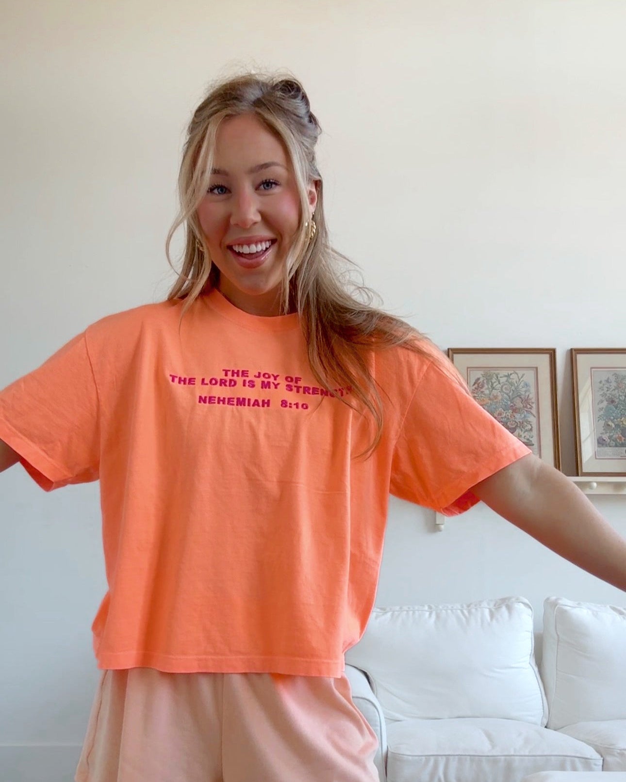 Nehemiah 8:10 Embroidered Boxy Tee