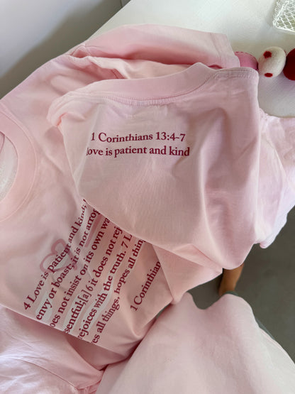 Love is Patient and Kind Bible Verse Cotton Collective Doodle Tee