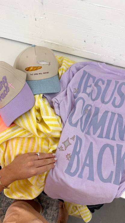 Jesus is Coming Back Comfort Colors Tee - Lilac
