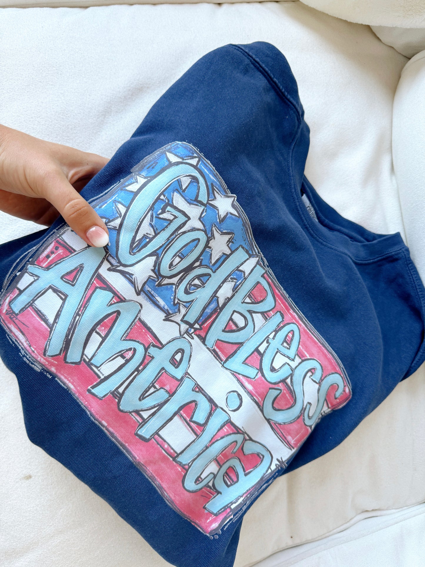 God Bless America Navy Comfort Colors Crewneck