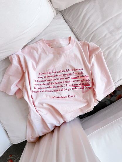 Love is Patient and Kind Bible Verse Cotton Collective Doodle Tee