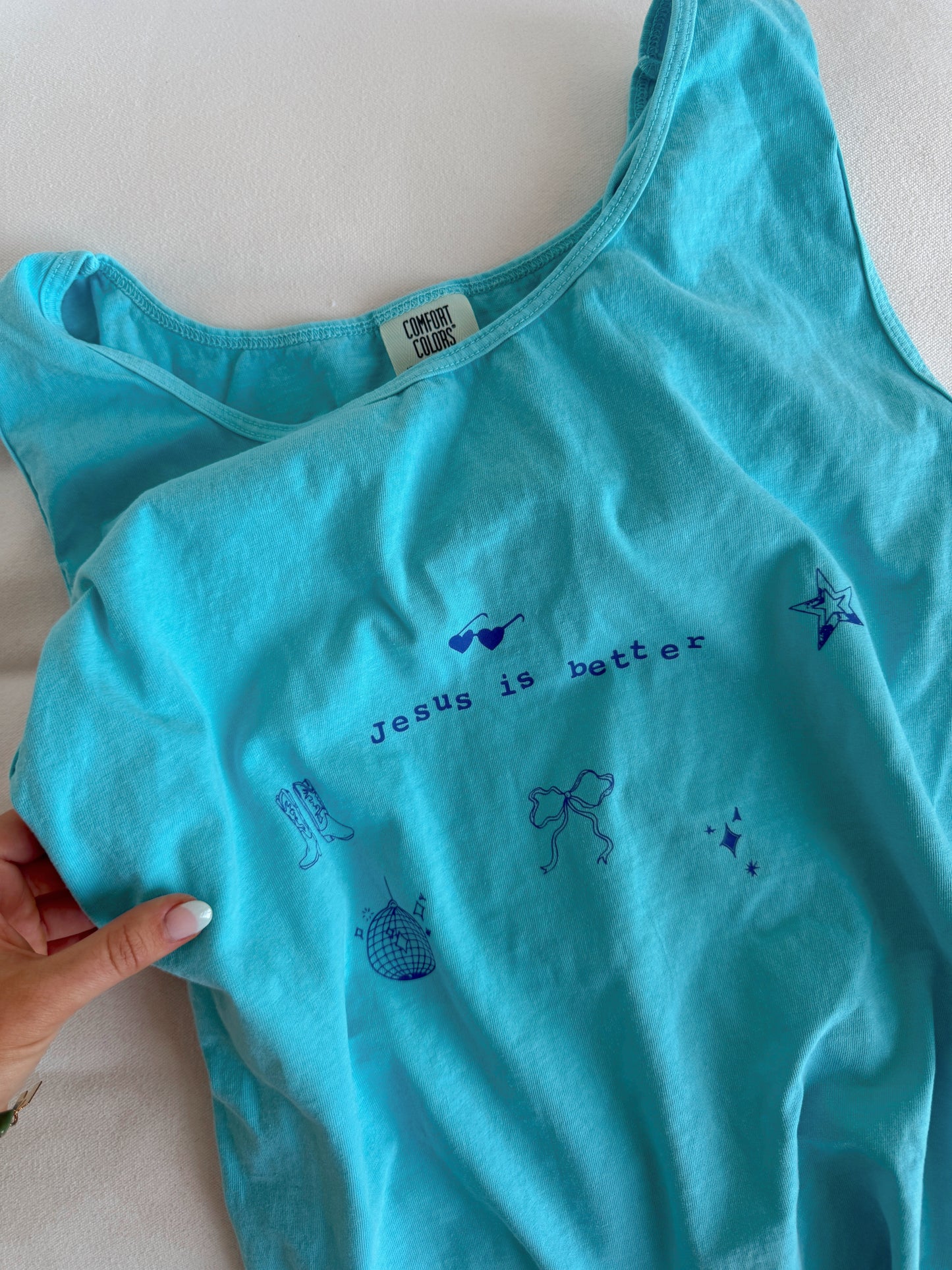 Jesus is Better Comfort Colors Tank - Ocean Blue