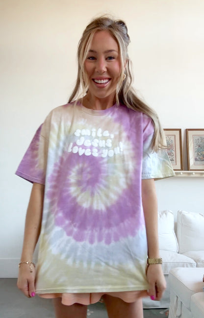 Smile Jesus Loves You Tie Dye Tee - Limited Edition