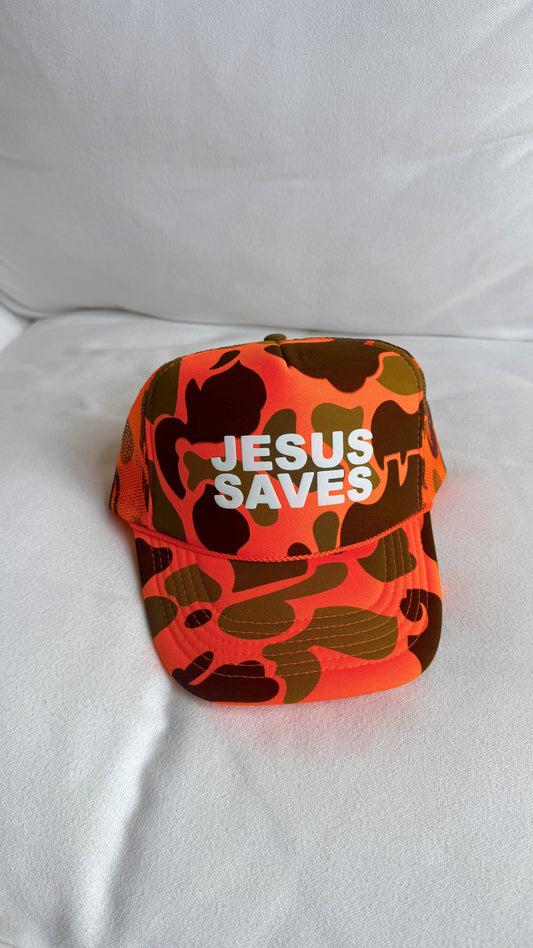 Jesus Saves Hunting Camo Trucker Hat