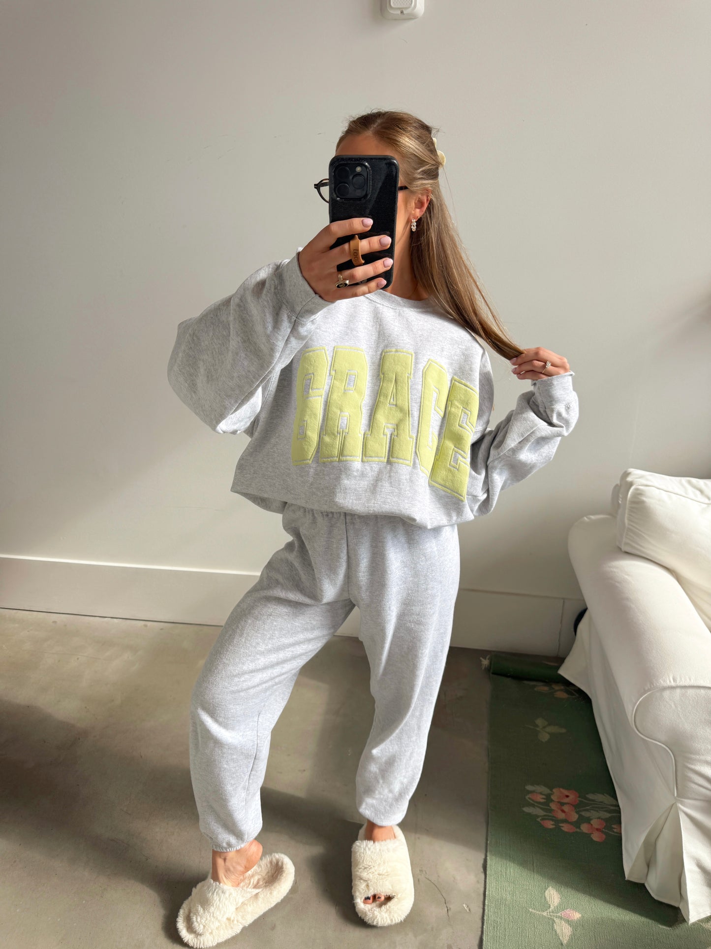 GRACE Oversized Print Pullover - Lemon Lime