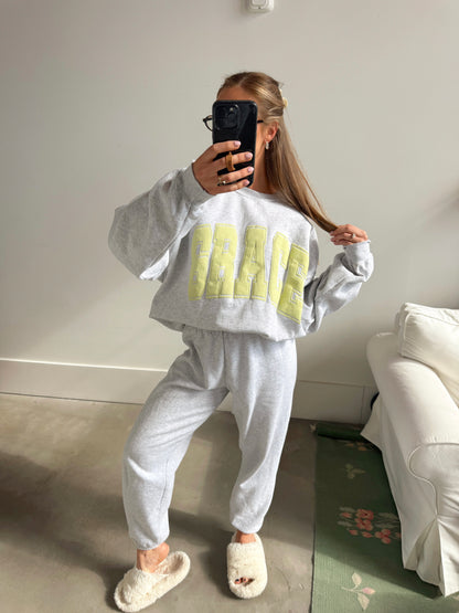 GRACE Oversized Print Pullover - Lemon Lime