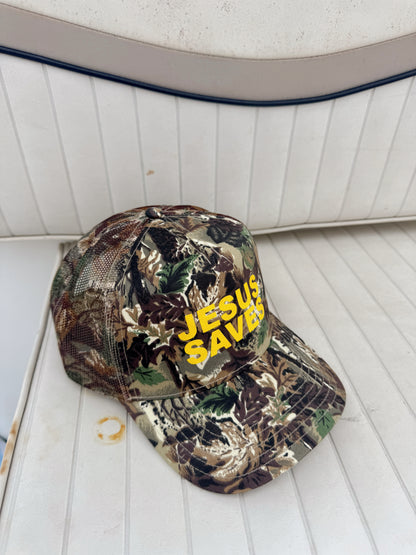 Jesus Saves Vintage Camo Trucker Hat