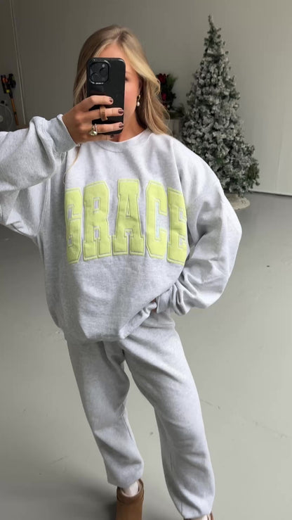 GRACE Oversized Print Pullover - Lemon Lime