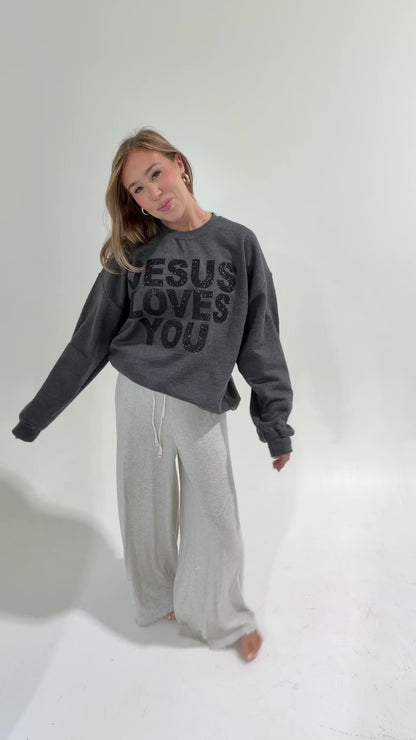 Heather Charcoal Glitter JLY Pullover