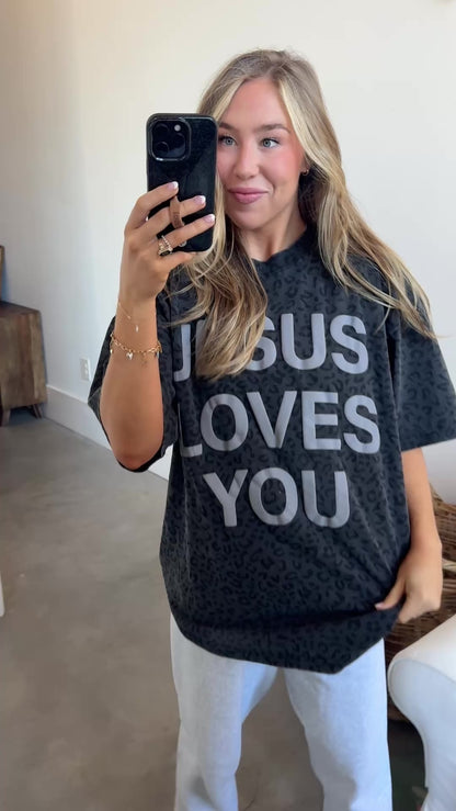 Midnight Leopard Print JLY Cotton Collective Tee