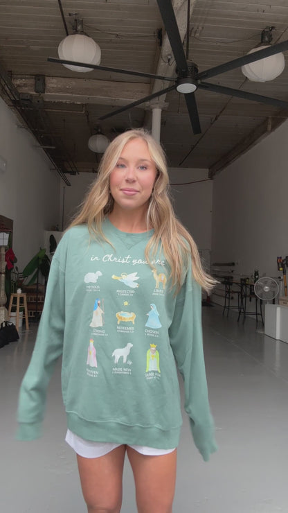 In Christ You Are… Christmas Nativity Vintage Crewneck