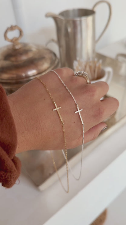 Dainty Sideways Cross Necklace