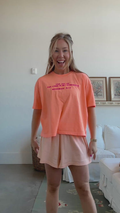 Nehemiah 8:10 Embroidered Boxy Tee